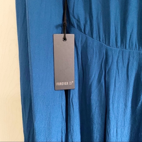 Forever 21 NWT Teal Maxi Long Sleeve Bohemian Lace Dress - Picture 6 of 10